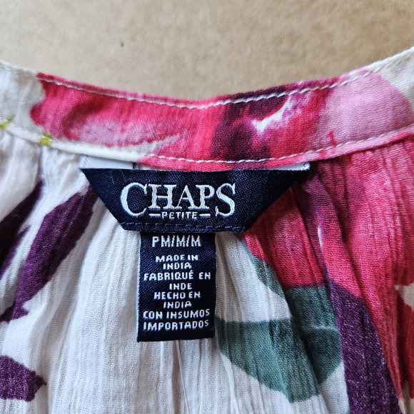 Chaps Tropical Floral Top Blouse Size Petite Medium NWT - Picture 6 of 7
